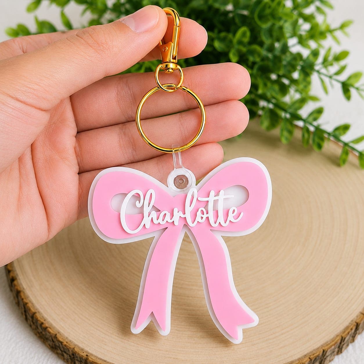 Custom Bow Name Keychain